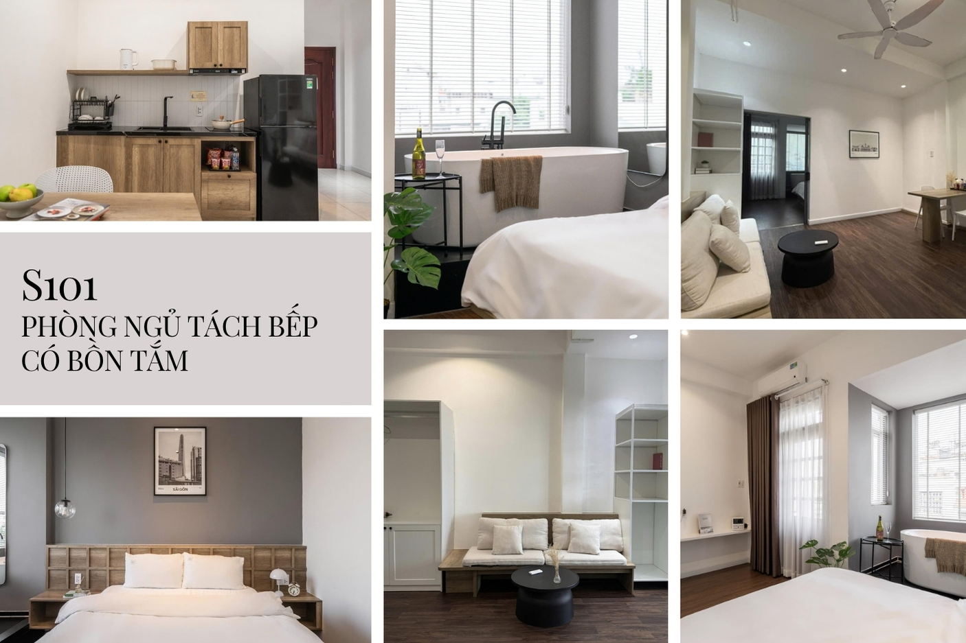 S101 - Ph&ograve;ng Ngủ T&aacute;ch Bếp C&oacute; Bồn Tắm - Sky Home - Homestay theo giờ quận 10 (1)