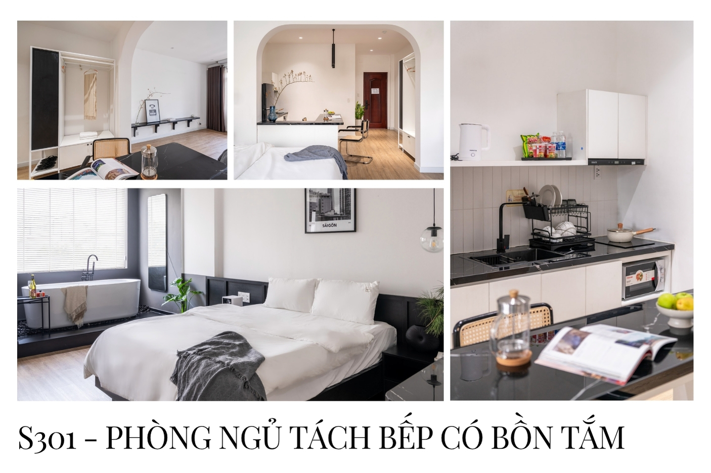 S301 - Ph&ograve;ng Ngủ T&aacute;ch Bếp C&oacute; Bồn Tắm - Sky Home - Homestay theo giờ quận 10